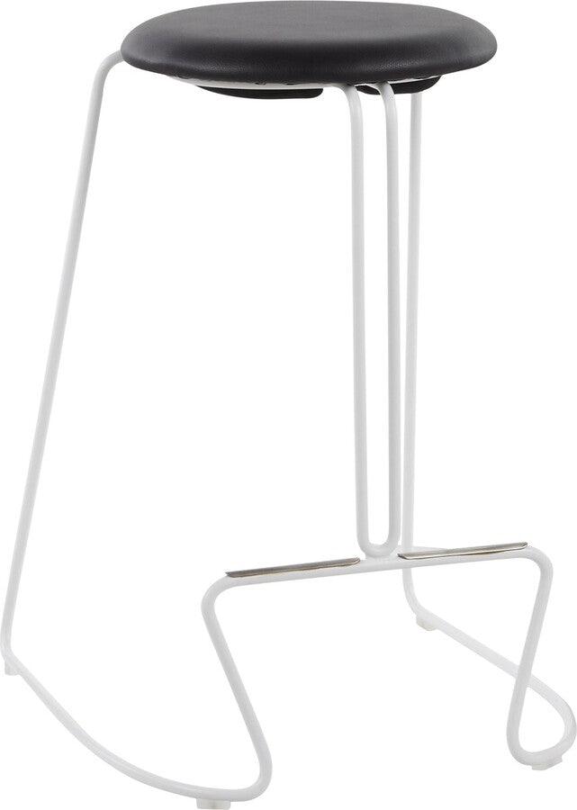 Lumisource Barstools - Finn Contemporary Counter Stool in White Steel and Black Faux Leather - Set of 2