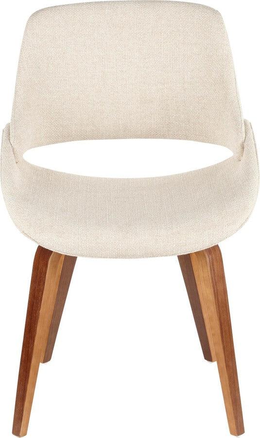 Lumisource Dining Chairs - Fabrico Mid-Century Modern Dining/Accent Chair in Walnut & Cream Noise Fabric - Set of 2