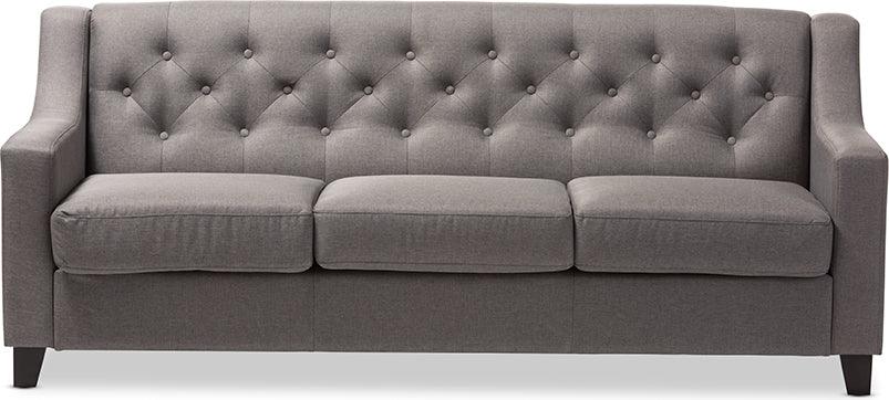 Wholesale Interiors Sofas & Couches - Arcadia Grey Fabric Upholstered Button-Tufted Living Room 3-Seater Sofa