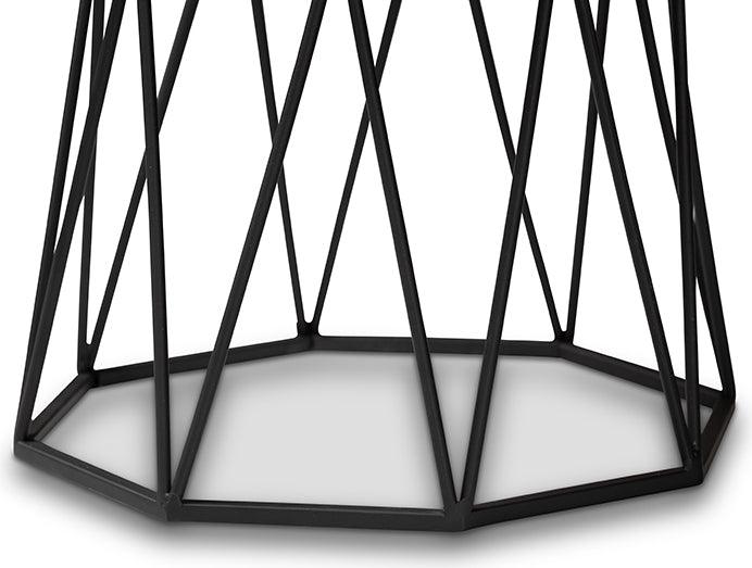 Wholesale Interiors Side & End Tables - Venedict Modern and Contemporary Black Metal End Table with Marble Tabletop