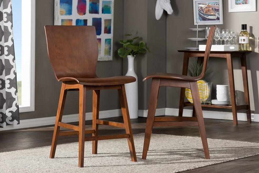 Wholesale Interiors Barstools - Elsa Counter Stool Dark Walnut (Set of 2)