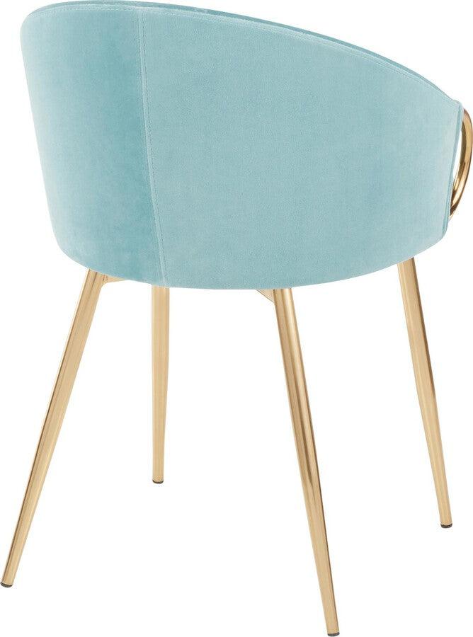 Lumisource Accent Chairs - Claire Contemporary/Glam Chair in Gold Metal and Light Blue Velvet
