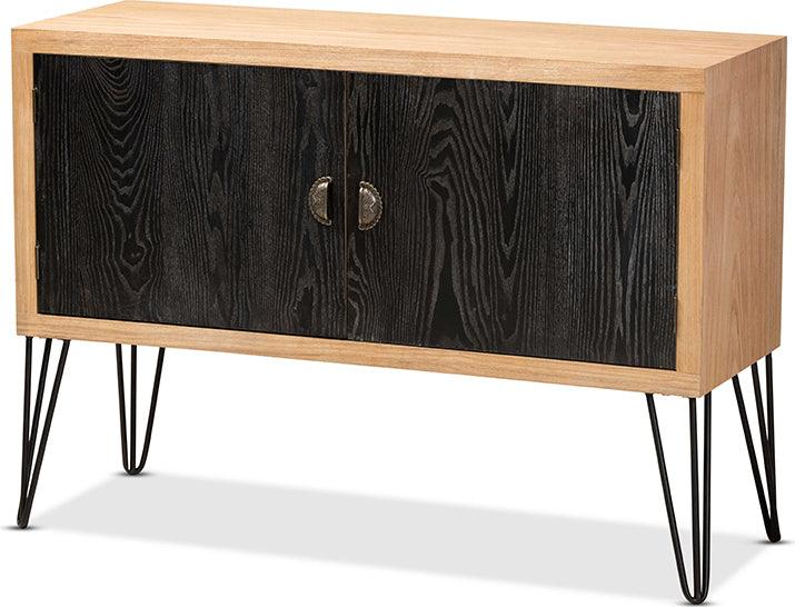 Wholesale Interiors Buffets & Cabinets - Denali Two-Tone Walnut Brown and Black Finished Wood and Metal Storage Cabinet