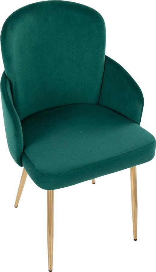 Lumisource Dining Chairs - Dahlia Contemporary Dining Chair In Gold Metal & Green Velvet With Gold Accent (Set of 2)