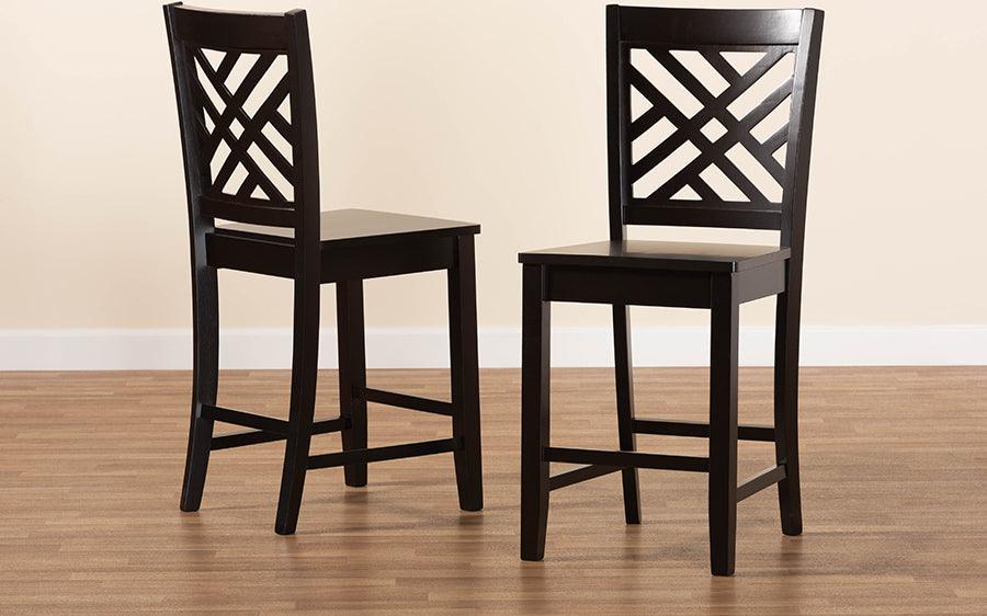 Wholesale Interiors Barstools - Caron Modern and Contemporary Transitional Dark Brown Finished Wood 2-Piece Counter Stool Set