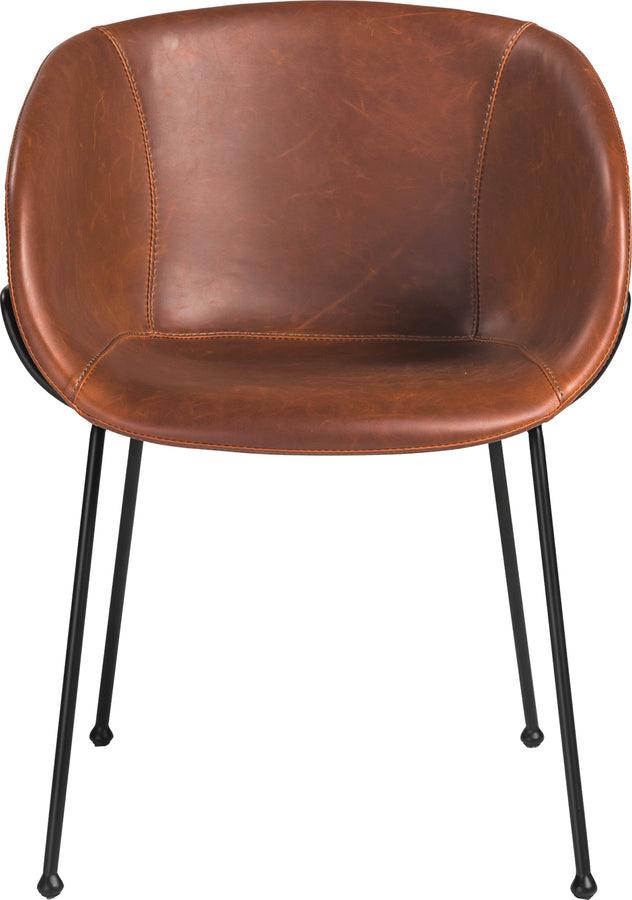 Euro Style Dining Chairs - Zach Armchair Dark Brown & Matte Black- Set of 2