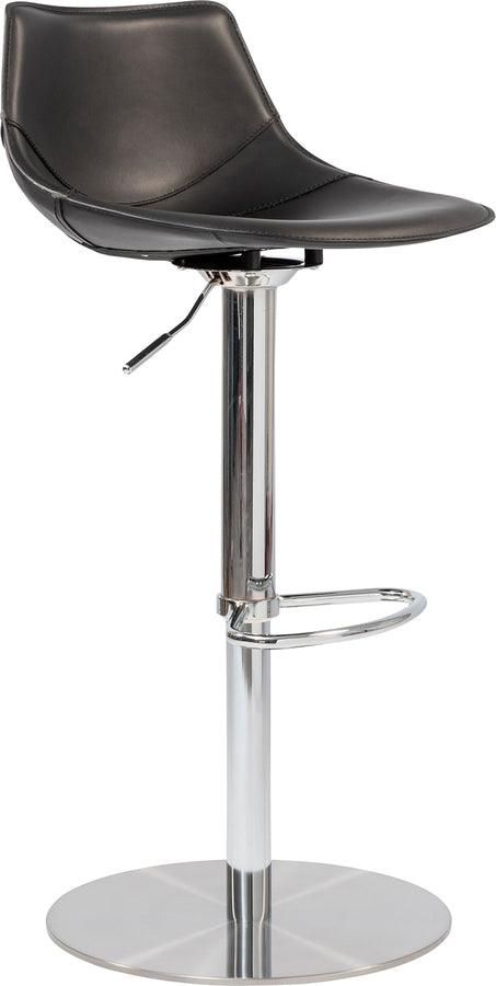 Euro Style Barstools - Rudy Adjustable Swivel Bar/Counter Stool in Black with Brushed Stainless Steel Base