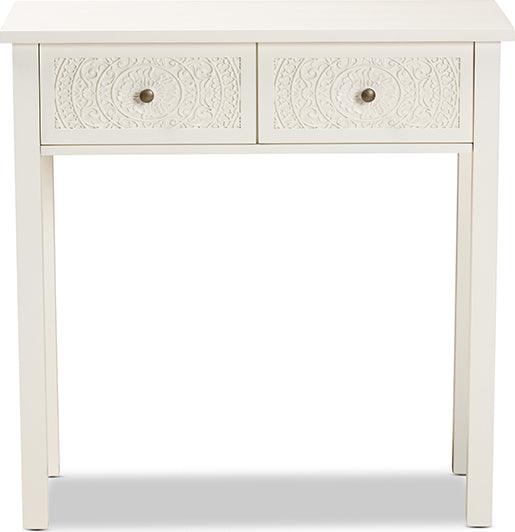 Wholesale Interiors Consoles - Lambert Classic and Traditional White Finished Wood 2-Drawer Console Table
