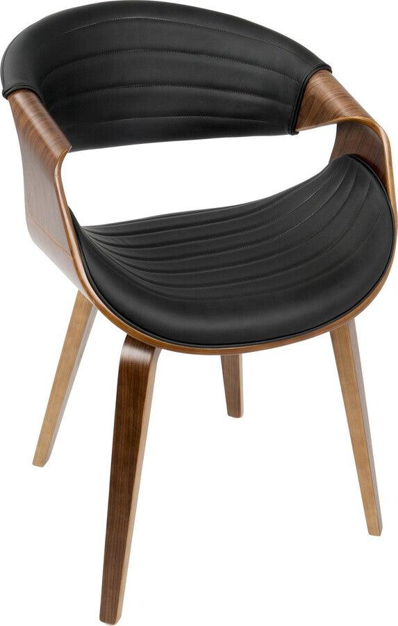 Lumisource Accent Chairs - Symphony Mid-Century Modern Dining/Accent Chair in Walnut Wood and Black Faux Leather