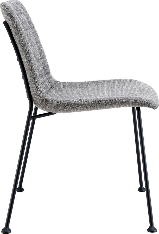 Euro Style Dining Chairs - Elma Side Chair in Light Gray Fabric with Matte Black Frame and Legs - Set Of 2