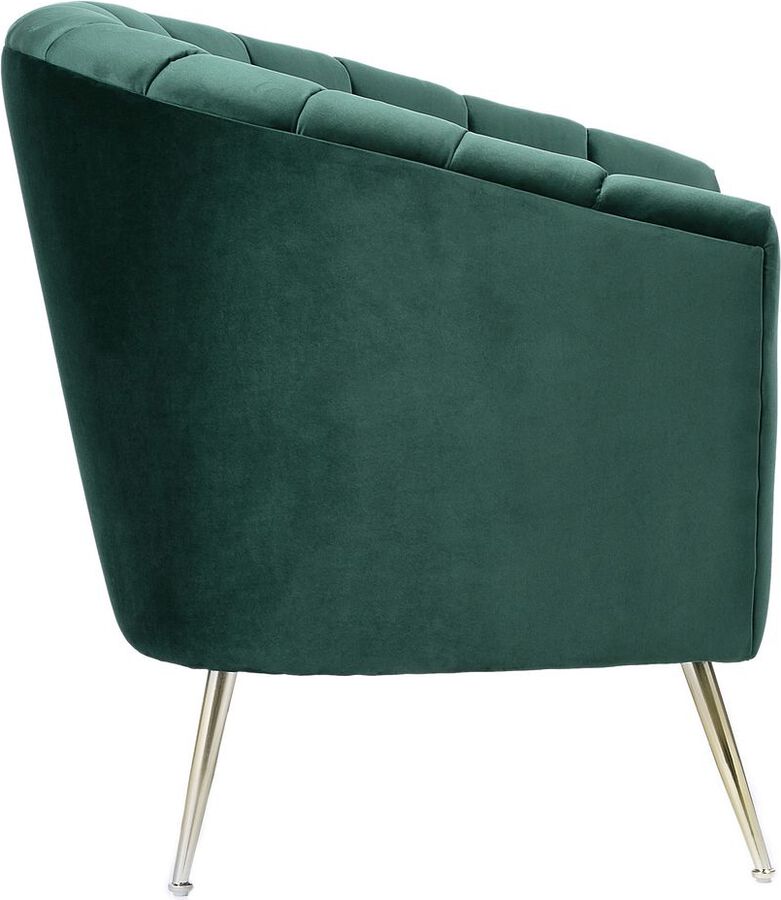 Manhattan Comfort Accent Chairs - Rosemont Green and Gold Velvet Accent Chair