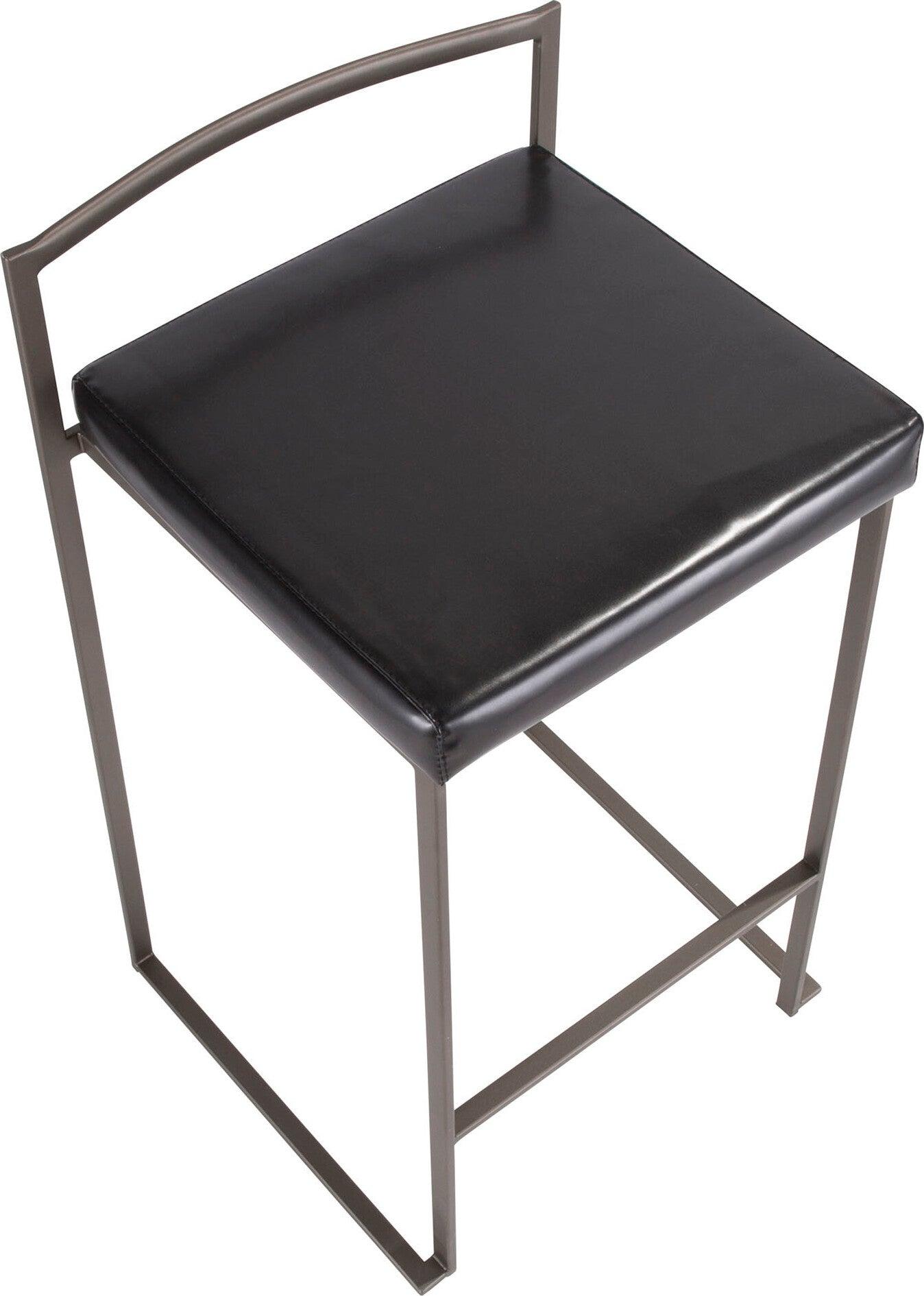 Lumisource Barstools - Fuji Stacker Counter Stool Antique & Black (Set of 2)