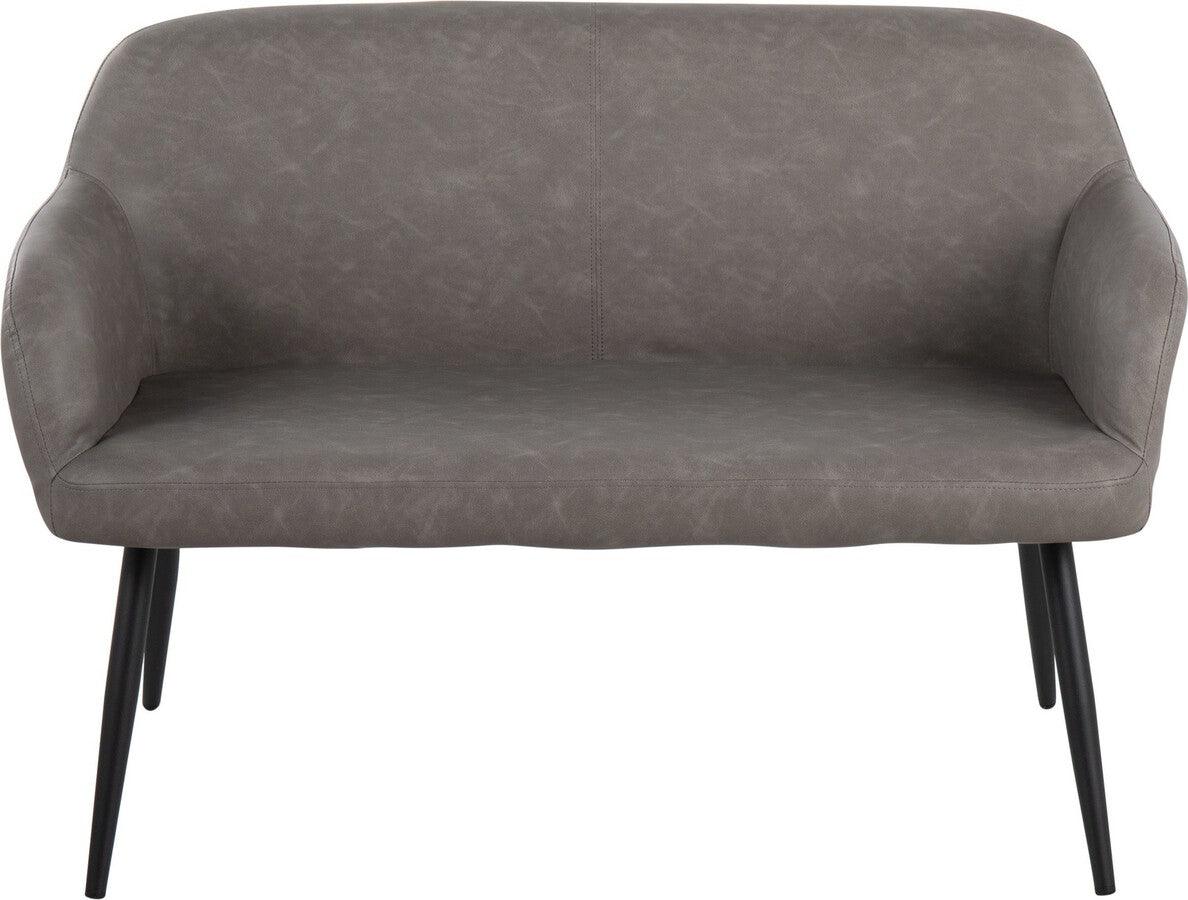 Lumisource Benches - Daniella Industrial High Back Bench In Black Metal & Grey Faux Leather