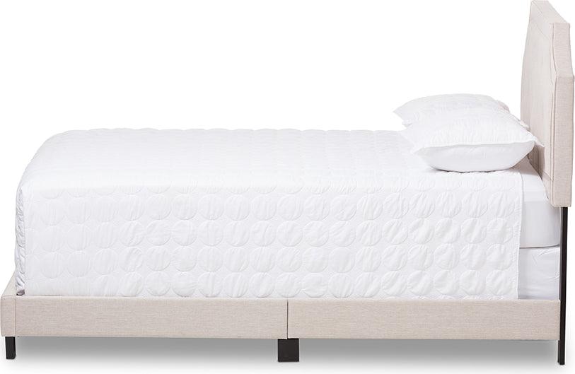 Wholesale Interiors Beds - Willis Modern And Contemporary Light Beige Fabric Upholstered Queen Size Bed