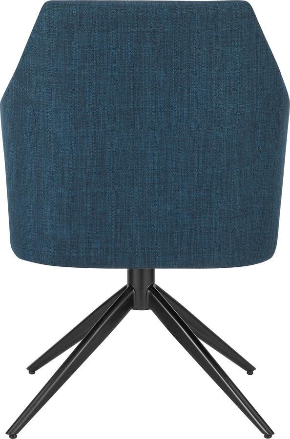 Euro Style Dining Chairs - Signa Armchair in Blue Fabric with Black Steel Base