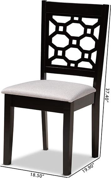 Wholesale Interiors Dining Chairs - Peter Grey Fabric Upholstered and Dark Brown Finished Wood 4-Piece Dining Chair Set