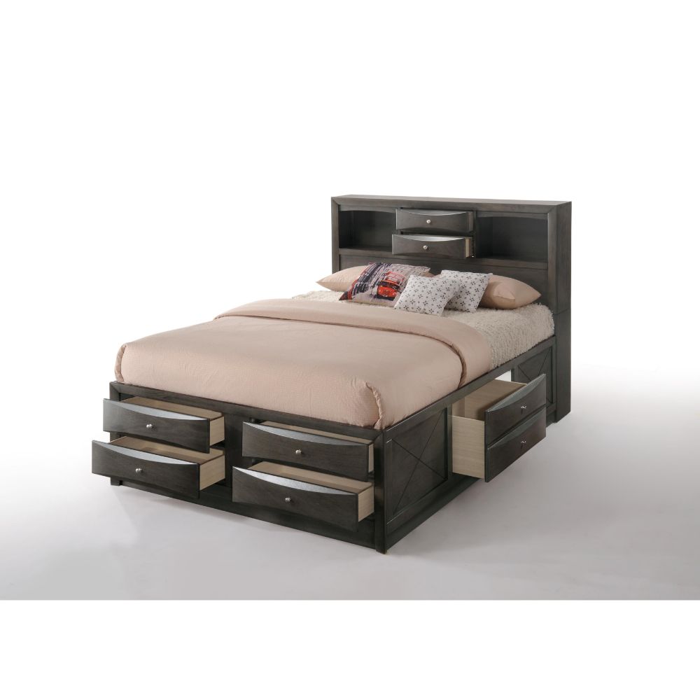 The Fulfiller Beds - Full Bed, Gray Oak