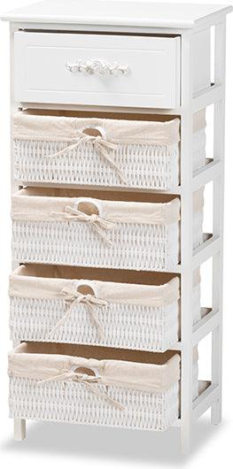Wholesale Interiors Bedroom Organization - Madelia Modern and Contemporary White Finished Wood and 1-Drawer Storage Unit