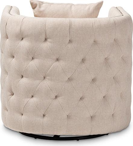 Wholesale Interiors Accent Chairs - Micah Modern And Contemporary Beige Fabric Upholstered Tufted Swivel Chair