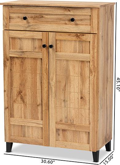 Wholesale Interiors Shoe Storage - Glidden Oak Brown Finished Wood 1-Drawer Shoe Storage Cabinet