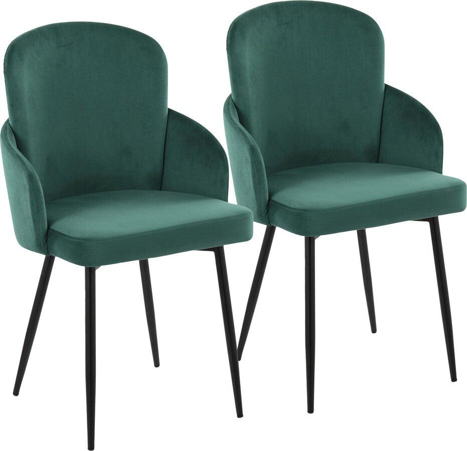 Lumisource Dining Chairs - Dahlia Contemporary Dining Chair In Black Metal & Green Velvet With Gold Accent (Set of 2)