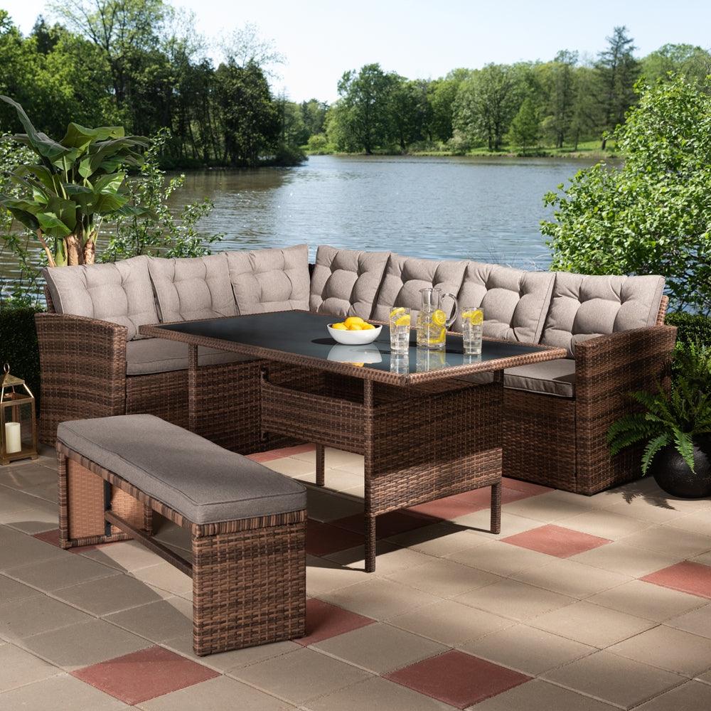 Wholesale Interiors Outdoor Conversation Sets - Angela Modern And Contemporary Outdoor Patio Set Gray And Brown