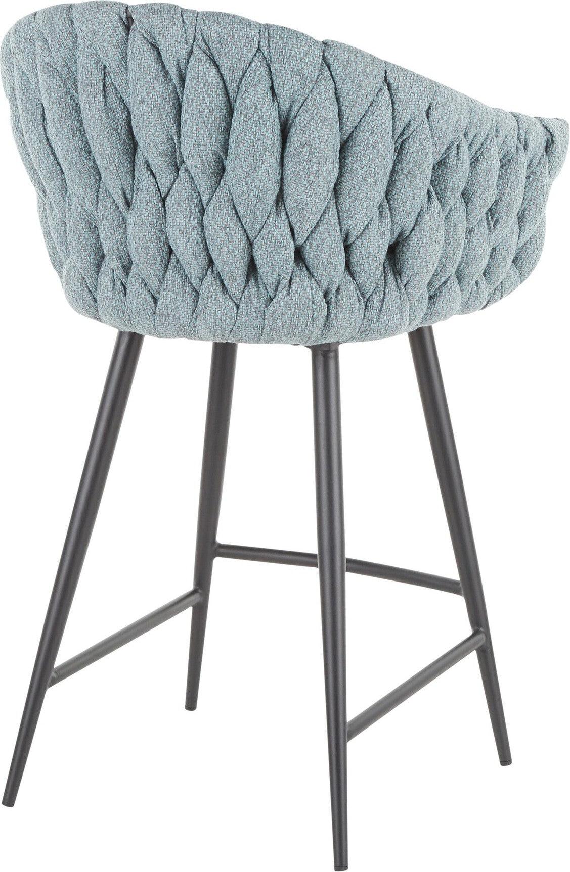 Lumisource Barstools - Braided Matisse Counter Stool Black & Gray & Blue