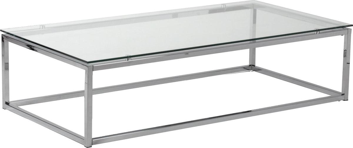 Euro Style Coffee Tables - Sandor Rectangle Coffee Table in Clear Glass with Chrome Base