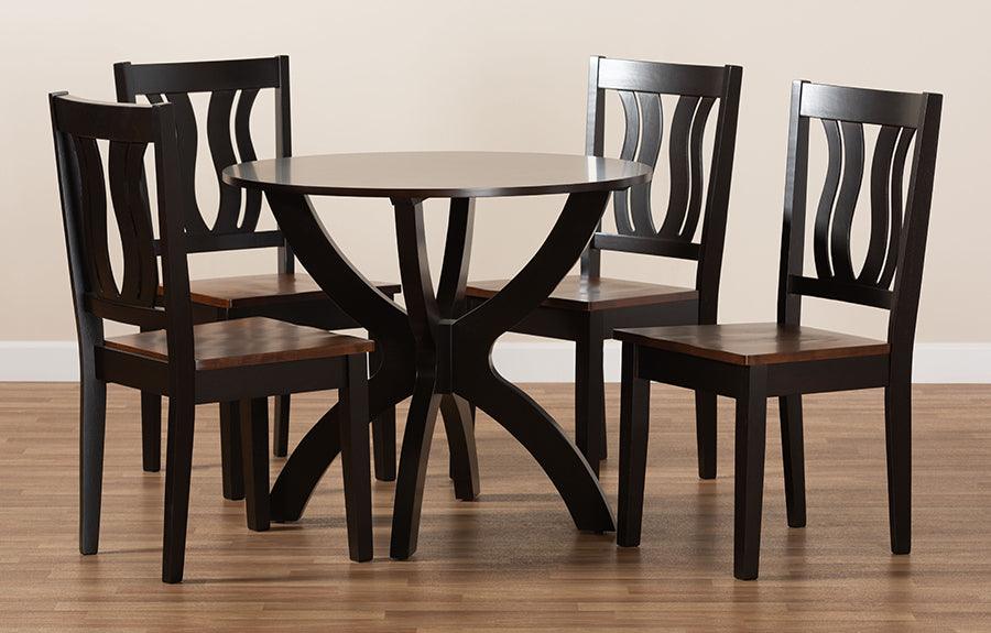 Wholesale Interiors Dining Sets - Karla Two-Tone Dark Brown and Walnut Brown Finished Wood 5-Piece Dining Set