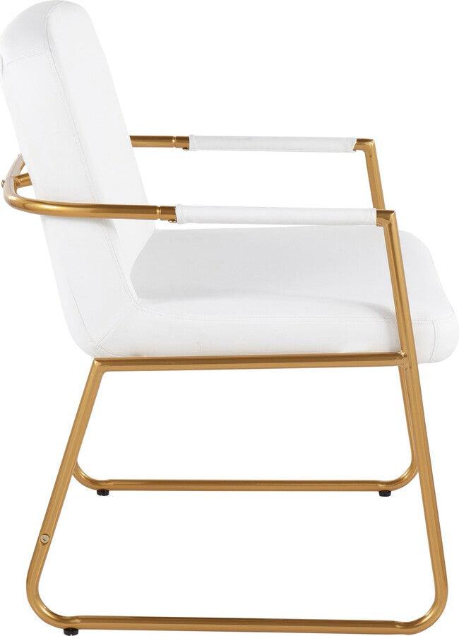 Lumisource Accent Chairs - Duke Contemporary Accent Chair In Gold Steel & White Faux Leather