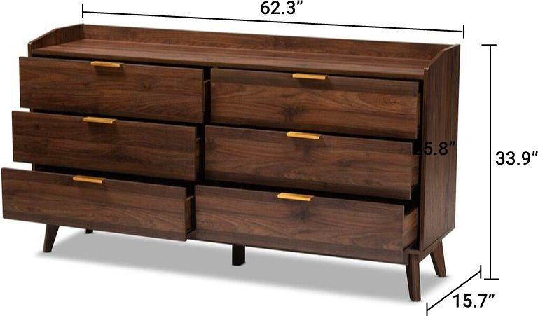 Wholesale Interiors Dressers - Lena 6-Drawer Dresser Walnut & Brown