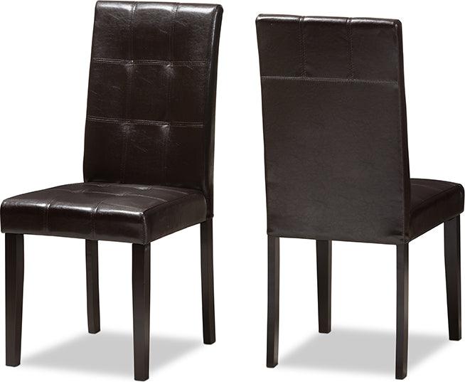 Wholesale Interiors Dining Chairs - Avery Modern And Contemporary Dark Brown Faux Leather Upholstered Dining Chair (Set Of 2)