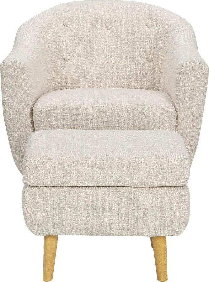 Lumisource Accent Chairs - Rockwell Accent Chair & Ottoman In Cream Fabric