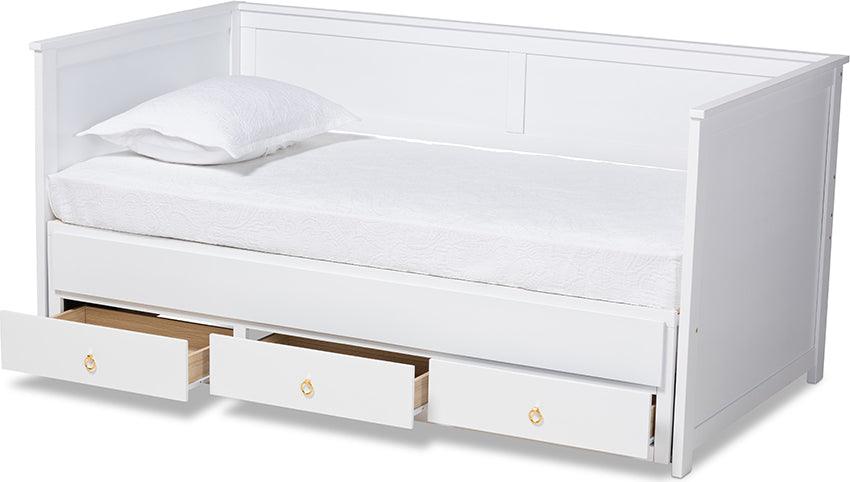Wholesale Interiors Daybeds - Thomas White Finished Wood Expandable Twin Size To King Size Daybed With Storage Drawers