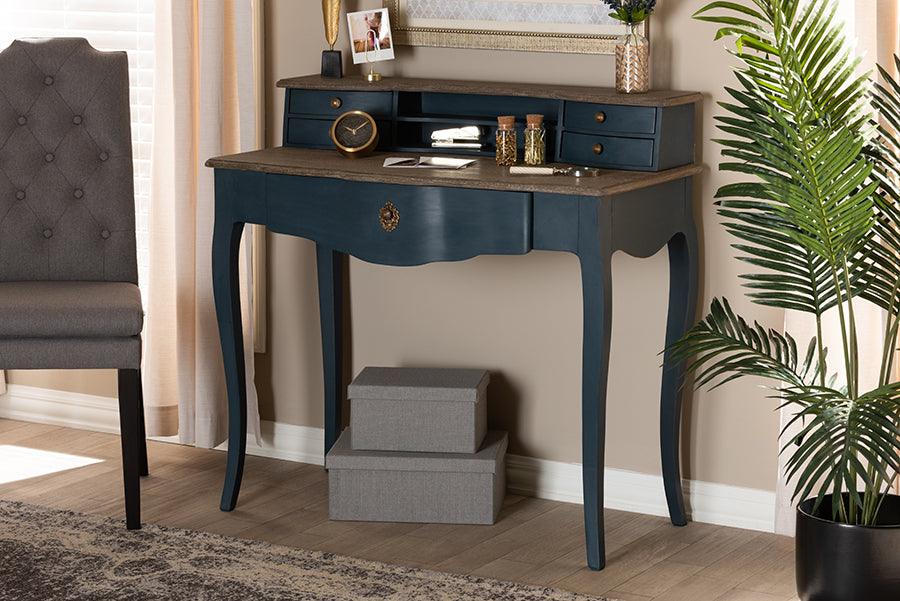 Wholesale Interiors Desks - Celestine French Provincial Blue Spruce Finished Wood Accent Writing Desk