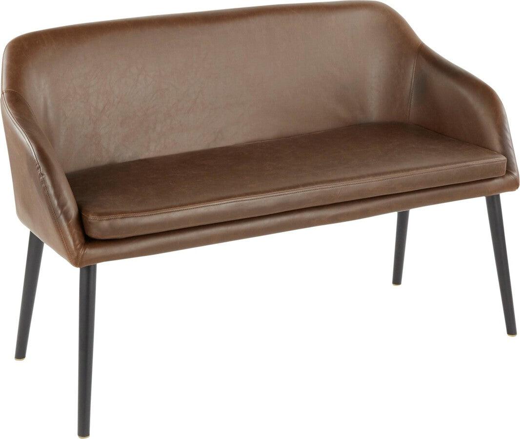 Lumisource Benches - Shelton Contemporary Bench in Black Metal Legs and Espresso Faux Leather
