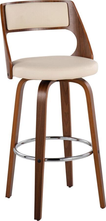 Lumisource Barstools - Cecina Barstool With Swivel In Walnut & Cream Faux Leather (Set of 2)