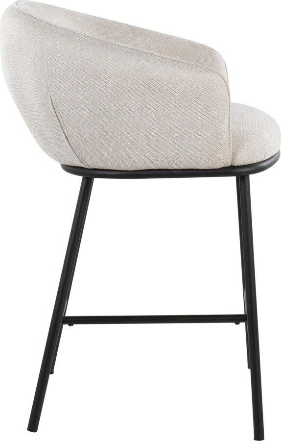 Lumisource Barstools - Ashland Counter Stool In Black Steel & Cream Fabric (Set of 2)