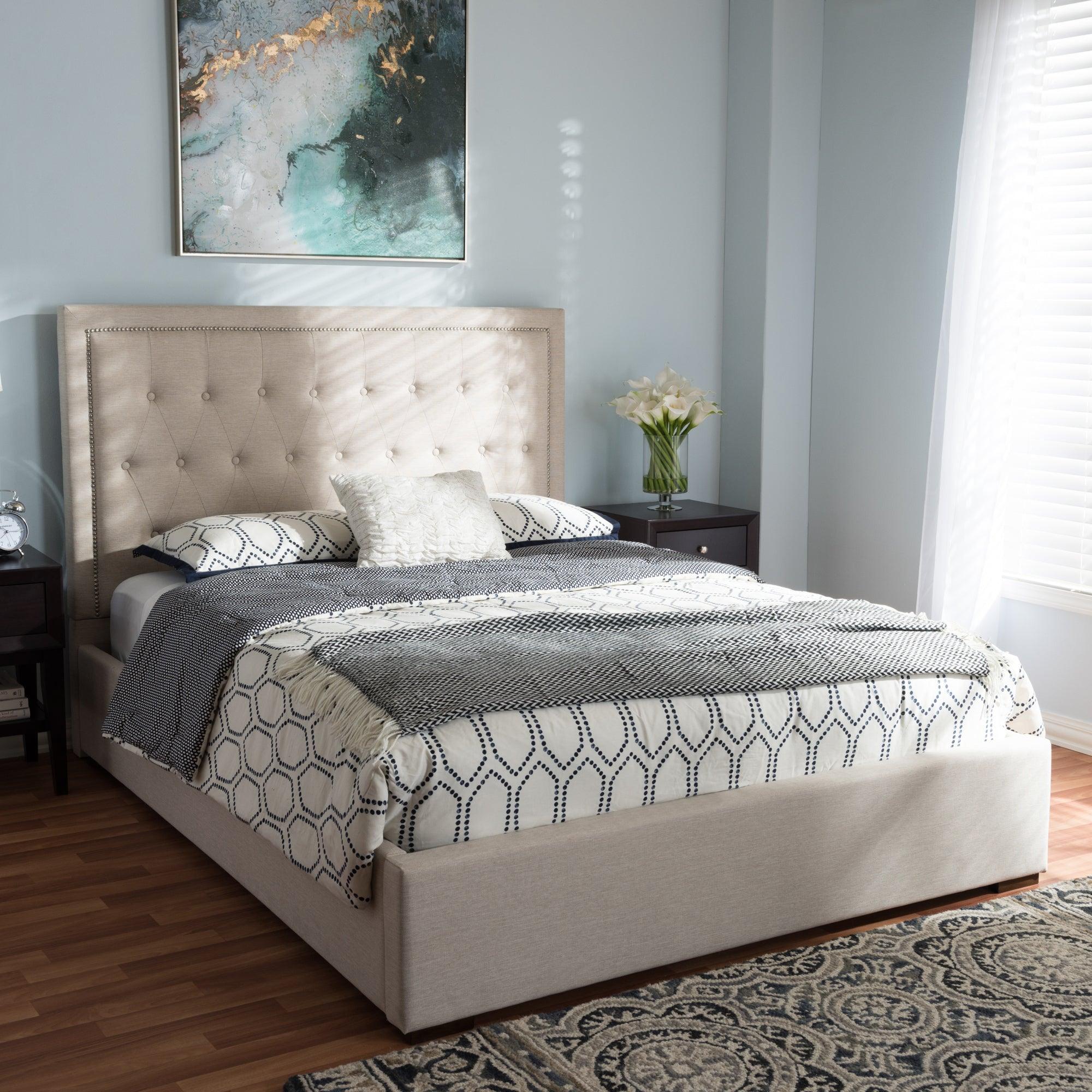 Wholesale Interiors Beds - Taylor Queen Bed Light Beige