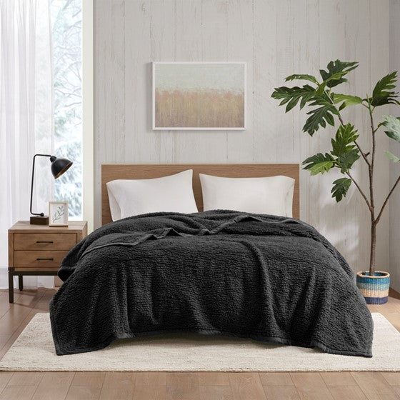 Olliix.com Comforters & Blankets - Berber Blanket Black King