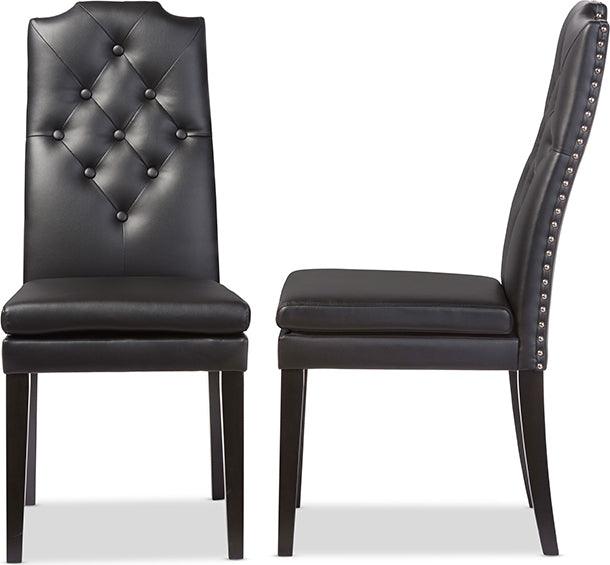 Wholesale Interiors Dining Chairs - Dylin Contemporary Black Faux Leather Dining Chair (Set of 2)