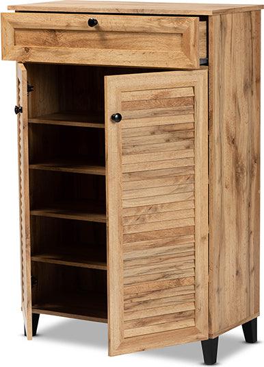 Wholesale Interiors Shoe Storage - Coolidge Oak Brown Finished Wood 5-Shelf Shoe Storage Cabinet