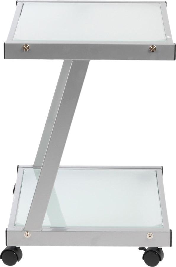 Euro Style File Cabinets - L-Series Printer Cart in Graphite in Aluminum with Frosted Glass