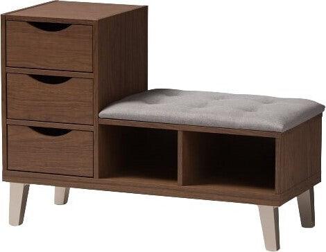 Wholesale Interiors Shoe Storage - Arielle Shoe Storage Seating Bench Walnut & Gray