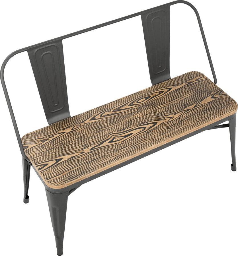 Lumisource Benches - Oregon Industrial-Farmhouse Bench in Grey and Brown