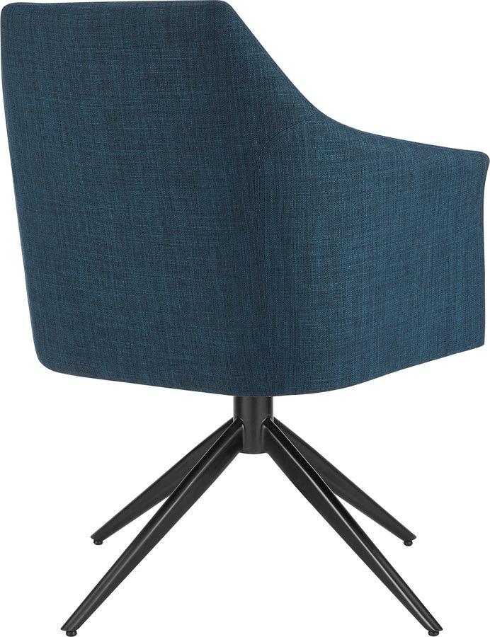 Euro Style Dining Chairs - Signa Armchair in Blue Fabric with Black Steel Base