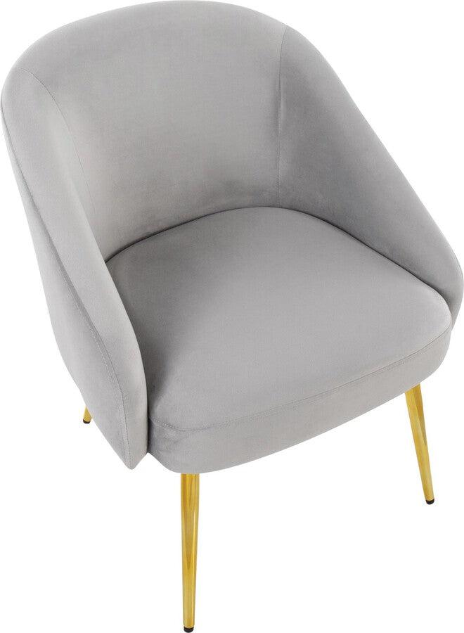 Lumisource Accent Chairs - Shiraz Contemporary/Glam Chair In Gold Metal & Silver Velvet