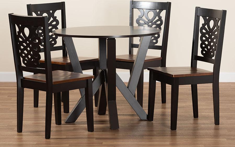 Wholesale Interiors Dining Sets - Valda Two-Tone Dark Brown and Walnut Brown Finished Wood 5-Piece Dining Set