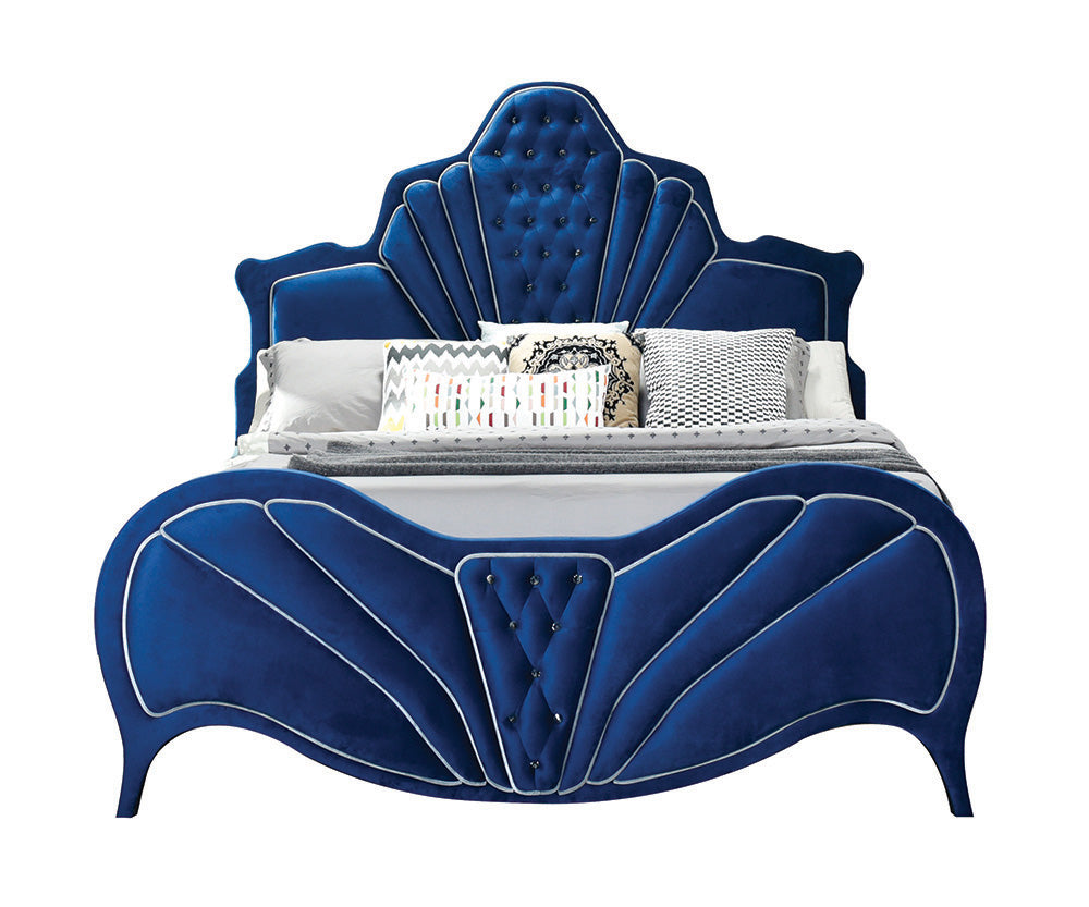 ACME Furniture Beds - ACME Dante Eastern King Bed, Blue Velvet