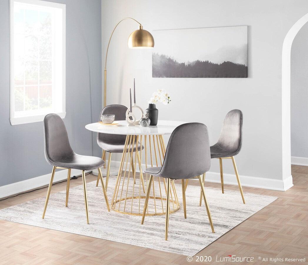 Lumisource Living Room Sets - Pebble Chair 35" Gold Steel & Gray Velvet (Set of 2)